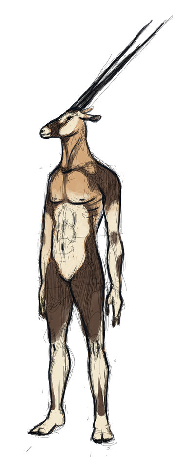 400x934 gemsbok anthro - Gemsbok Drawing