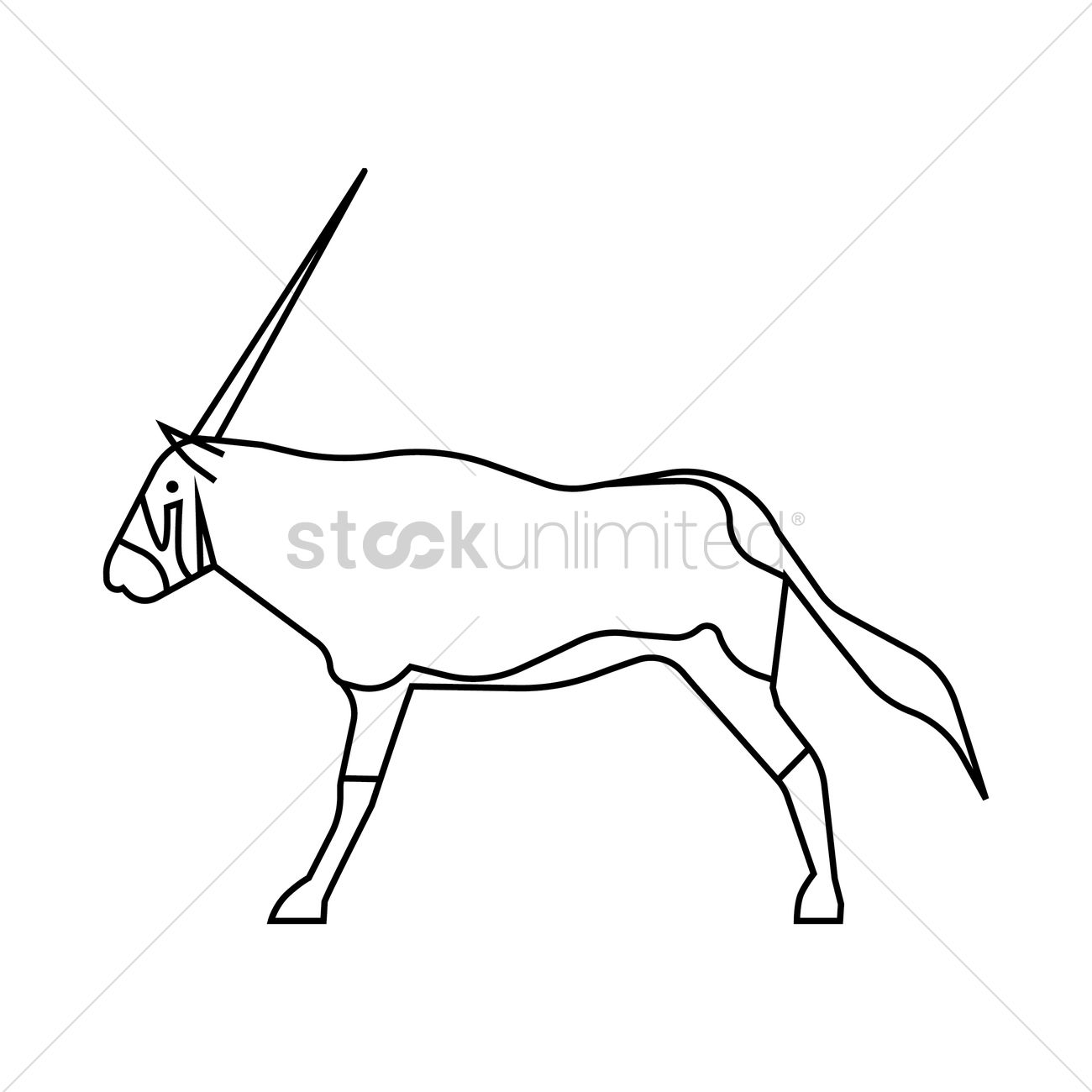 1300x1300 Gemsbok Vector Image - Gemsbok Drawing