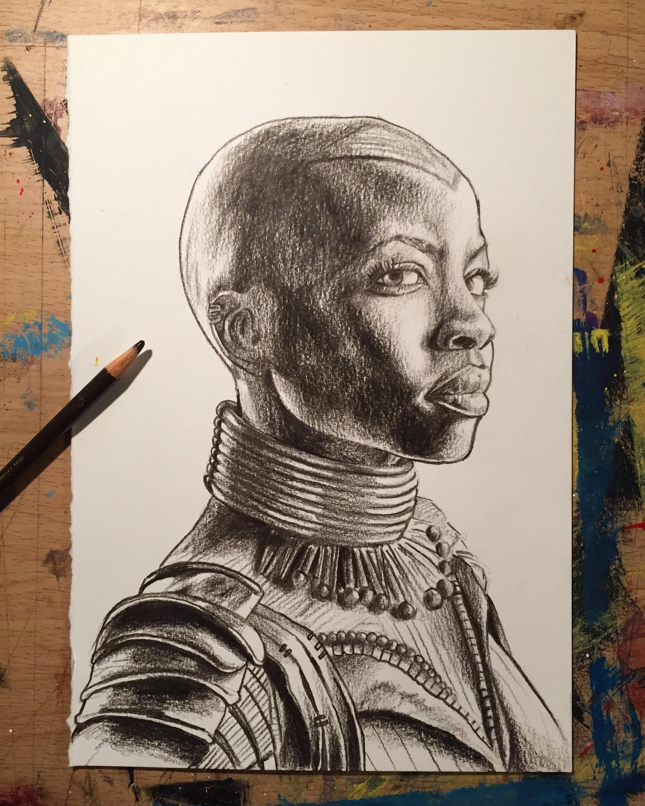 2448x3060 pencil crayon drawing of general okoye drawn - General Drawing