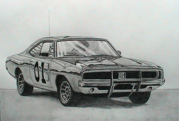 370x250 general lee b w - General Lee Car Drawing