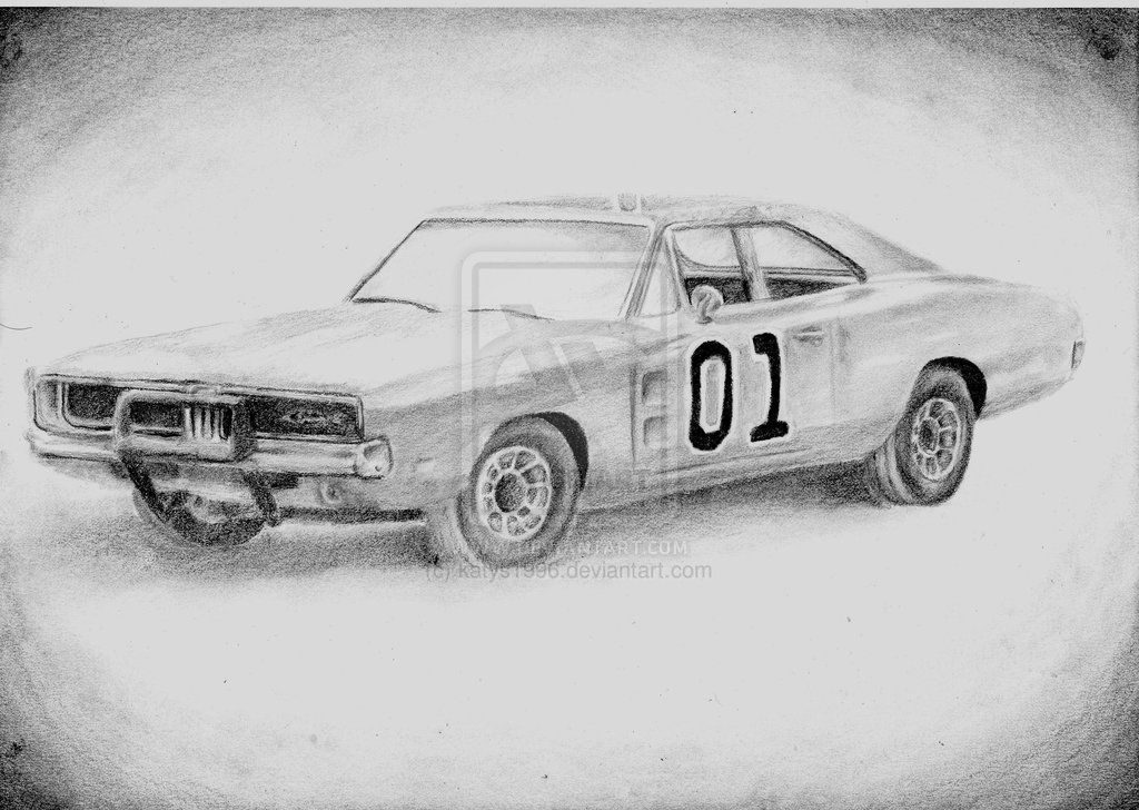 1024x728 Dodge Charger - General Lee Car Drawing