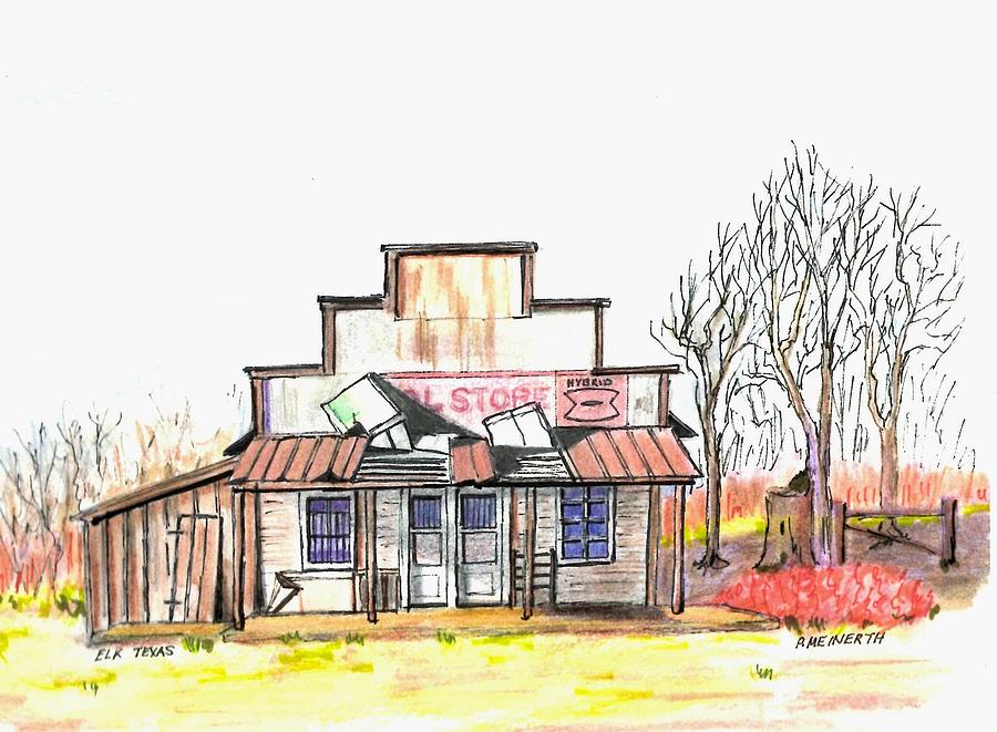 900x661 general store elk texas drawing - General Store Drawing