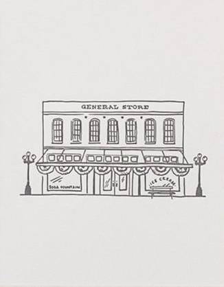 326x418 general store letterpress art print plumfield - General Store Drawing