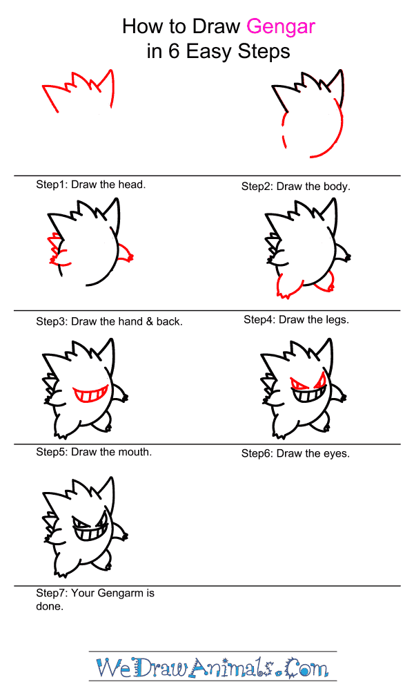600x1000 How To Draw Gengar Pokemon - Gengar Drawing