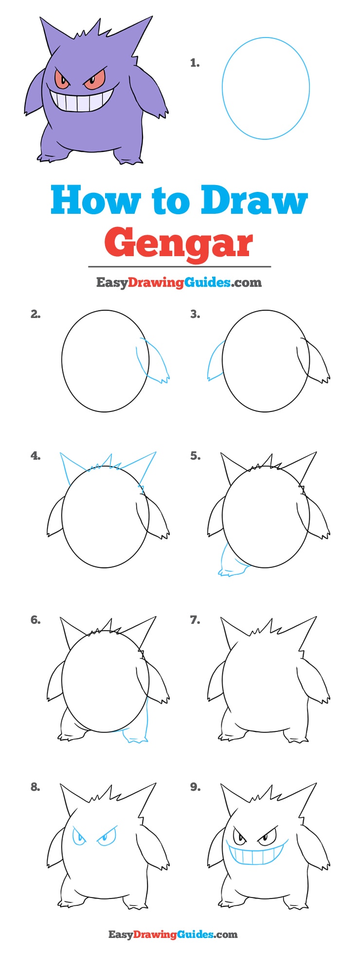 736x1961 How To Draw Gengar From Really Easy Drawing Tutorial - Gengar Drawing