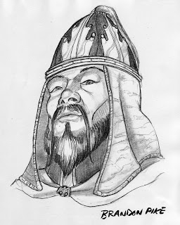 256x320 the art of brandon pike genghis khan character studies part - Genghis Khan Drawing