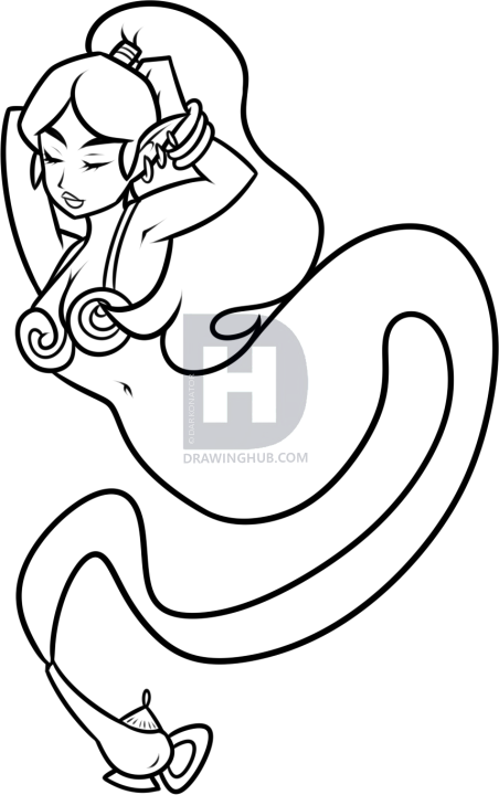 452x720 how to draw a female genie, step - Genie Drawing