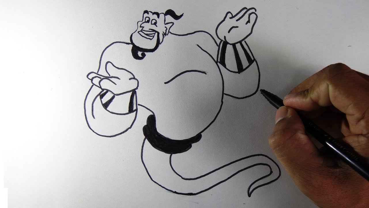 1280x720 how to draw genie from aladin cartoon film - Genie Drawing