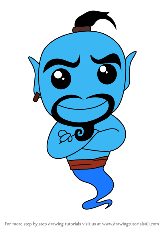 566x800 learn how to draw kawaii genie from aladdin - Genie Drawing