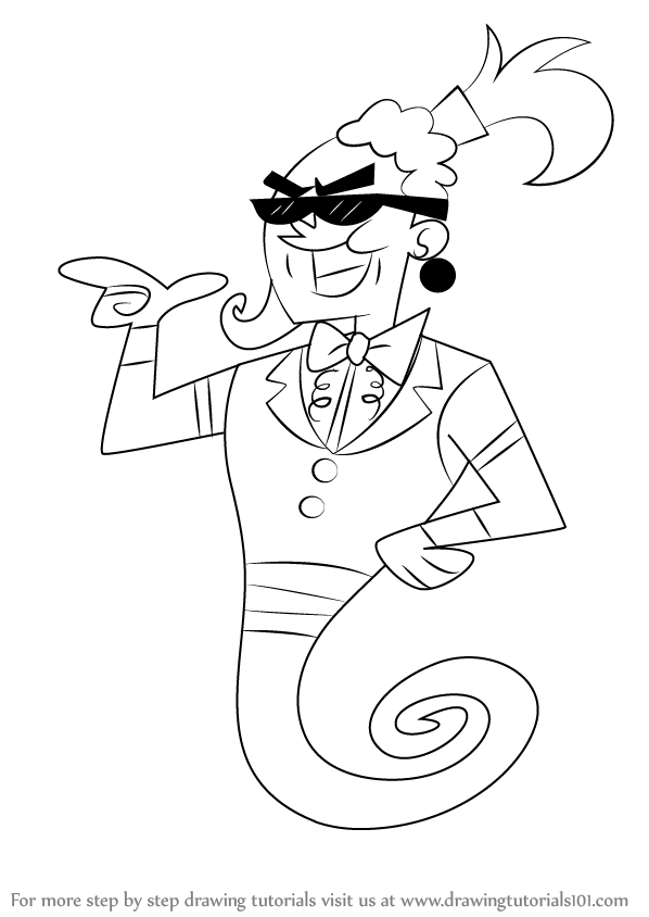 598x844 learn how to draw norm the genie from the fairly oddparents - Genie Drawing