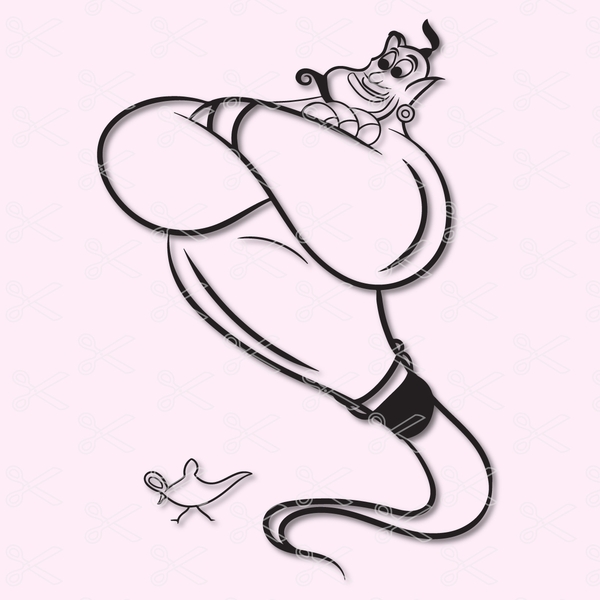 600x600 Genie Aladdin Drawing Aladdin Jasmine The Genie With Genie - Genie Lamp Drawing