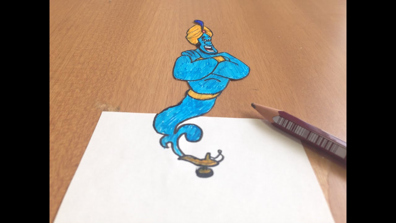 1280x720 Aladdin Lamp Drawing Illusion - Genie Lamp Drawing