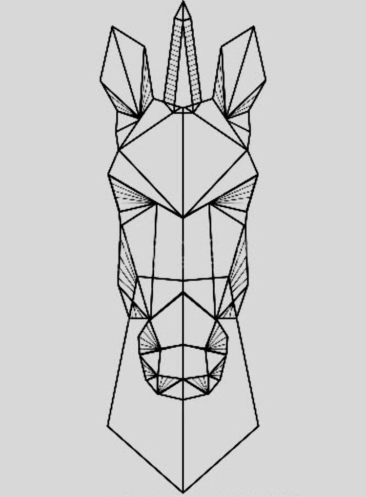 750x1019 Geo Unicorn That Is So Super Cool With A Straight Edge And Some - Geo Drawing