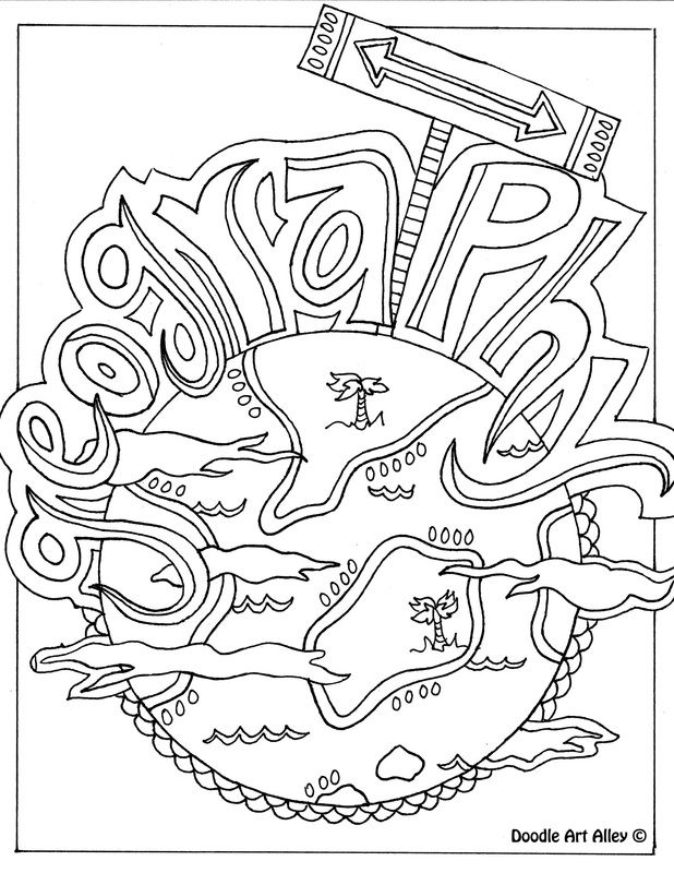 618x800 geography themed coloring page, could be used as a binder cover - Geography Drawing