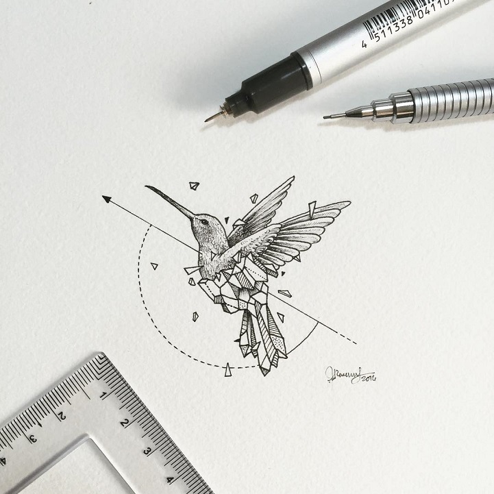 721x721 Wild Animal Illustrations Burst Out Of Geometric Encasings - Geometric Animal Drawing