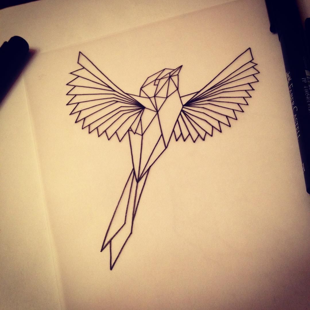 1080x1080 Available Geometric Bird - Geometric Bird Drawing