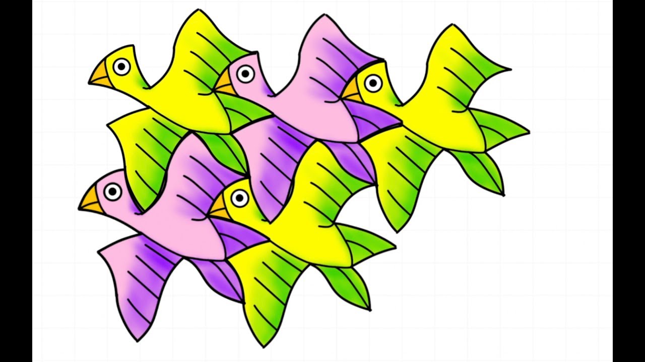 1280x720 Drawing Birds Tessellation - Geometric Bird Drawing