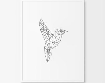 340x270 Geometric Animals Etsy - Geometric Bird Drawing
