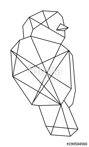 302x500 Geometric Bird Line Art - Geometric Bird Drawing