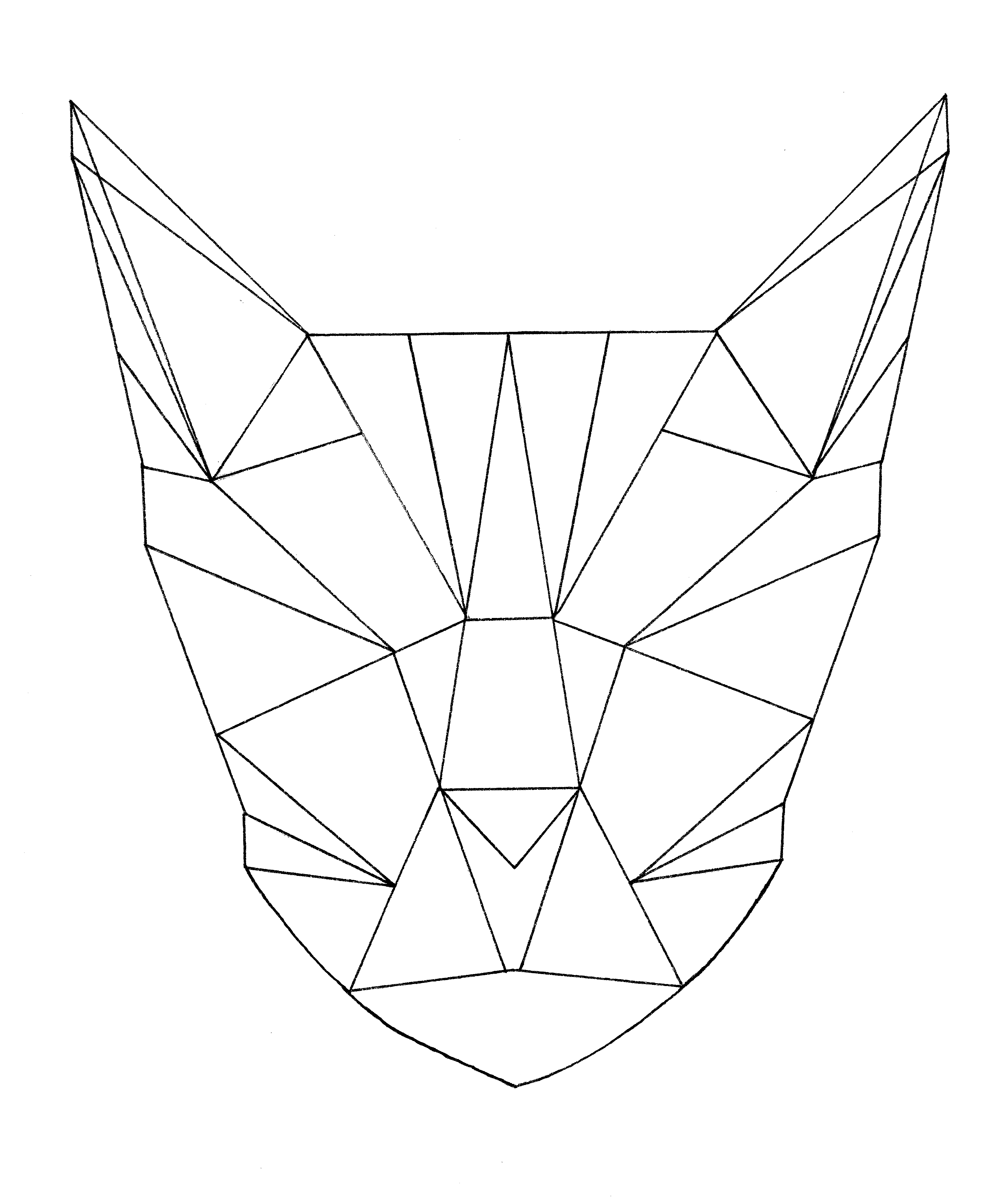 3534x4206 Geometric Cat Mcl Artwork - Geometric Cat Drawing