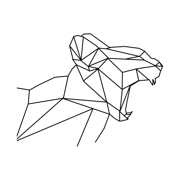 630x630 Geometric Cat Roaring - Geometric Cat Drawing