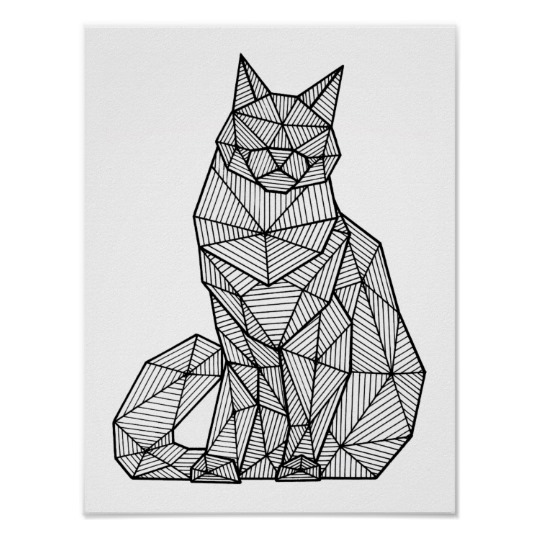 Geometric Cat Drawing at PaintingValley.com | Explore collection of ...