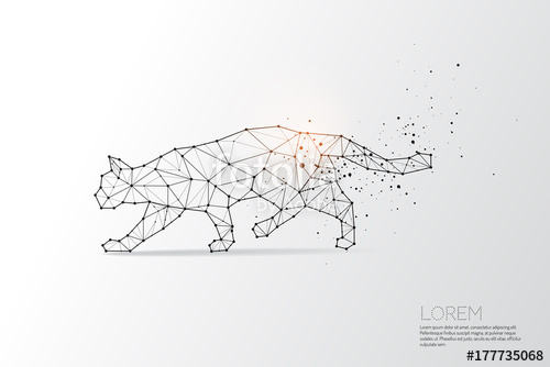 500x334 The Particles, Geometric Art, Line And Dot Of Cat Moving Stock - Geometric Cat Drawing