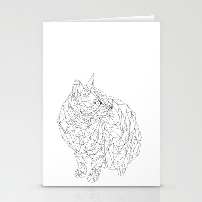 700x700 Geometric Cat Stationery Cards - Geometric Cat Drawing