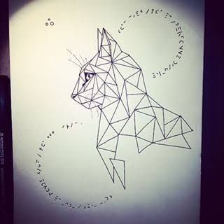 320x320 Geometric Cat Illustration - Geometric Cat Drawing