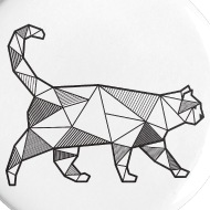 190x190 Cat Geometric Gift Idea Hipster Polygon Animal Small Buttons - Geometric Cat Drawing