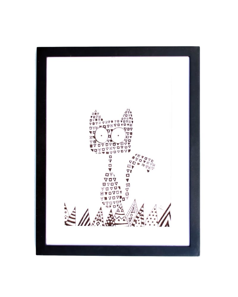 800x1000 Drawing Handmade Cat And Geometric Figures Art And Cat - Geometric Cat Drawing