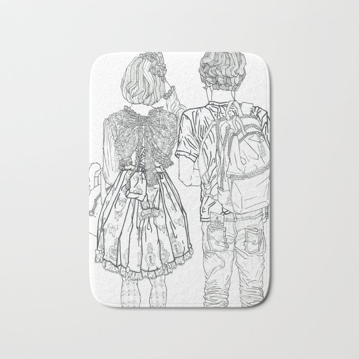 700x700 Geometric Drawing Japanese Couple Black And White Illustration - Geometric Drawing