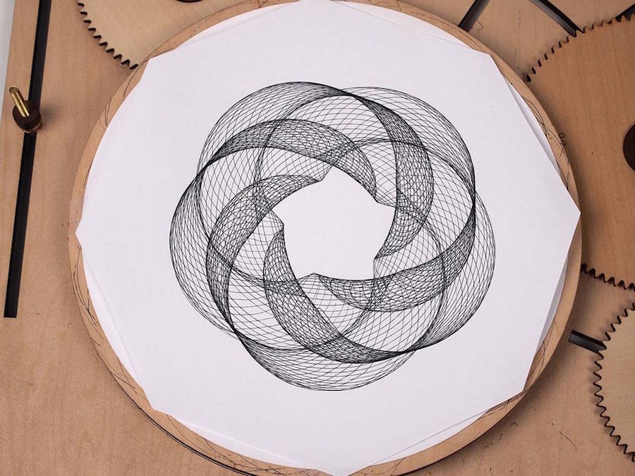900x675 Ingenious Geometric Designs With A Wooden Drawing Machine Fubiz - Geometric Drawing Designs