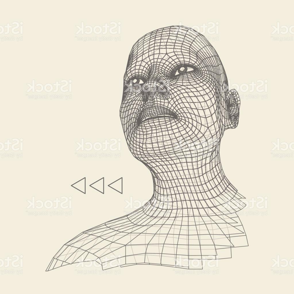 1024x1024 Top Human Head Wire Model Geometric Face Design Vector - Geometric Face Drawing