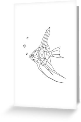 277x415 geometric fish, angel fish, geometric art greeting cards - Geometric Fish Drawing