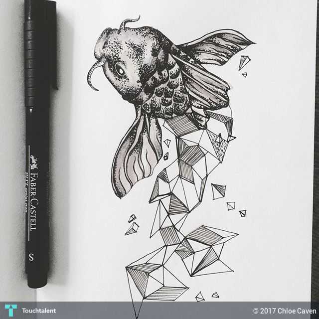 640x640 Geometric Japanese Fish Touchtalent - Geometric Fish Drawing
