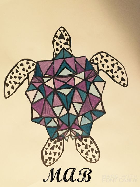 540x720 Geometric Turtle - Geometric Fish Drawing
