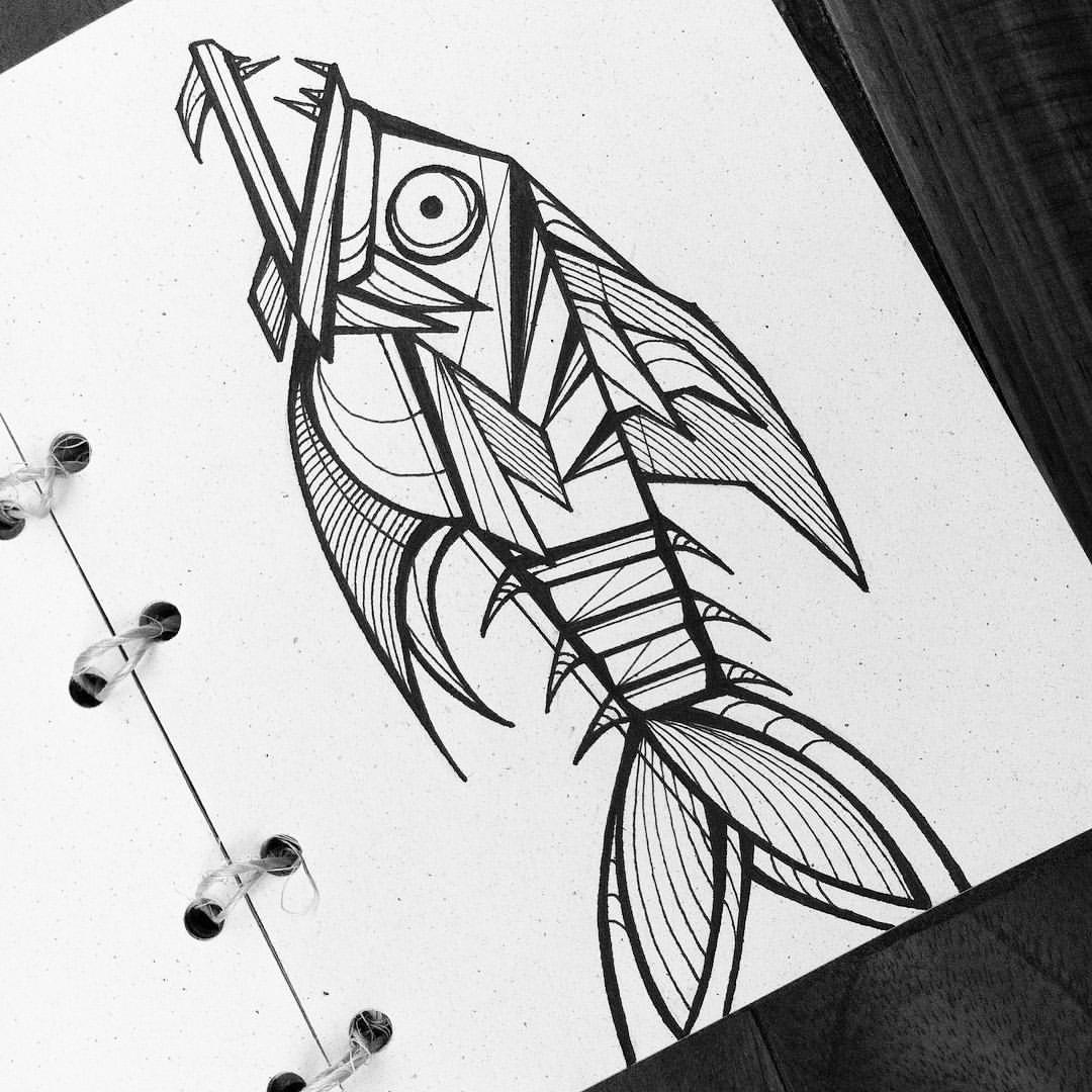 geometric fish drawing