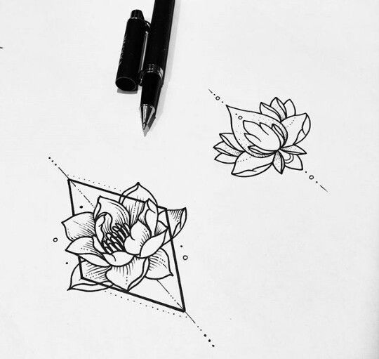 540x511 Flowers Drawings All The Things I Want In A Tattoo Hehe - Geometric Flower Drawing