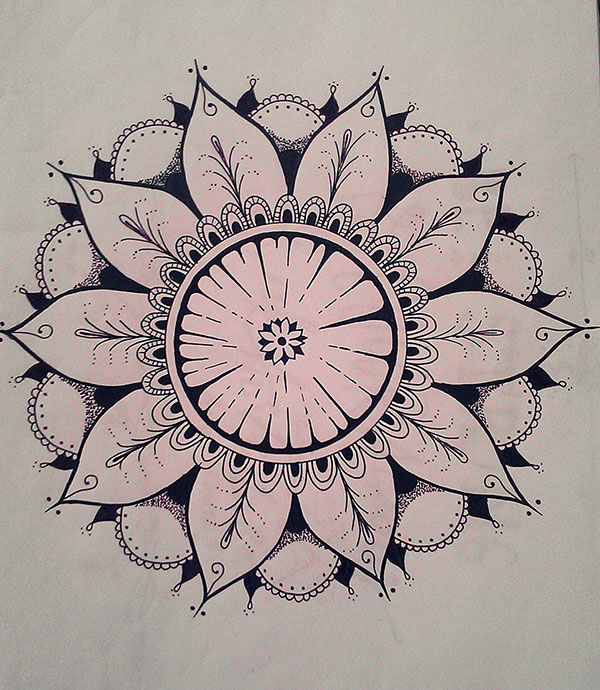 600x690 Geometric Flower On Pantone Canvas Gallery - Geometric Flower Drawing