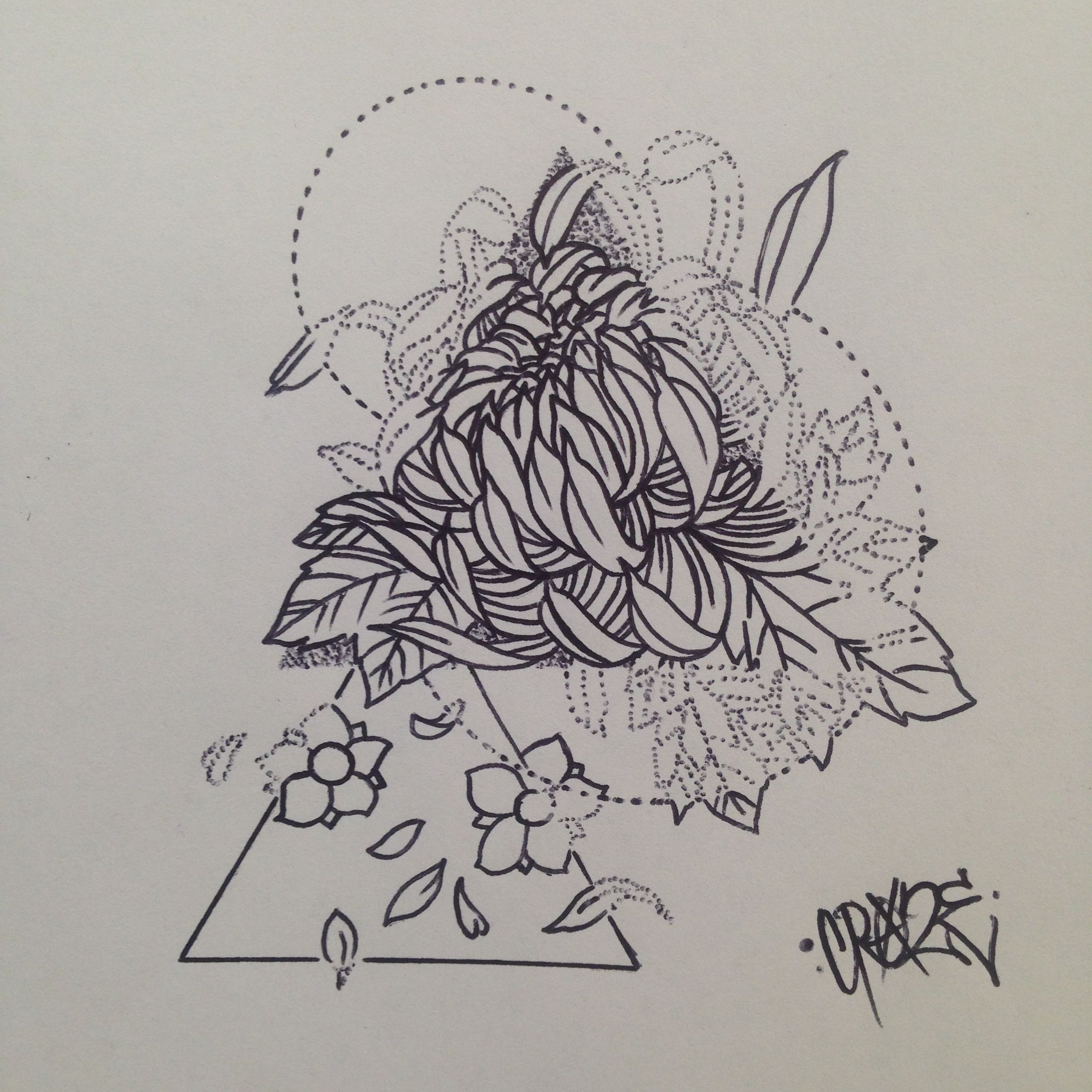 2448x2448 Pyramid Triangle Sketch Girl Design Beautiful Floral Cherry - Geometric Flower Drawing