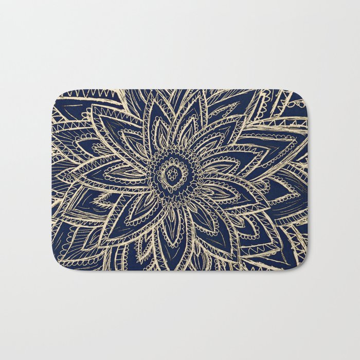 700x700 Cute Retro Gold Abstract Flower Drawing Geometric Bath Mat - Geometric Flower Drawing