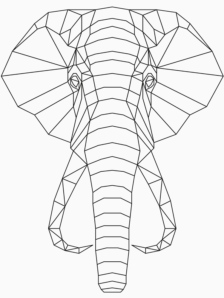 750x1000 Geometric Line Art Elephant T Shirt - Geometric Line Drawing