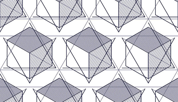 600x346 Geometric Lines Abstract Seamless Pattern, Vector Background - Geometric Line Drawing