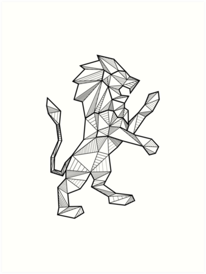 413x549 Geometric Lion Art Prints - Geometric Lion Drawing