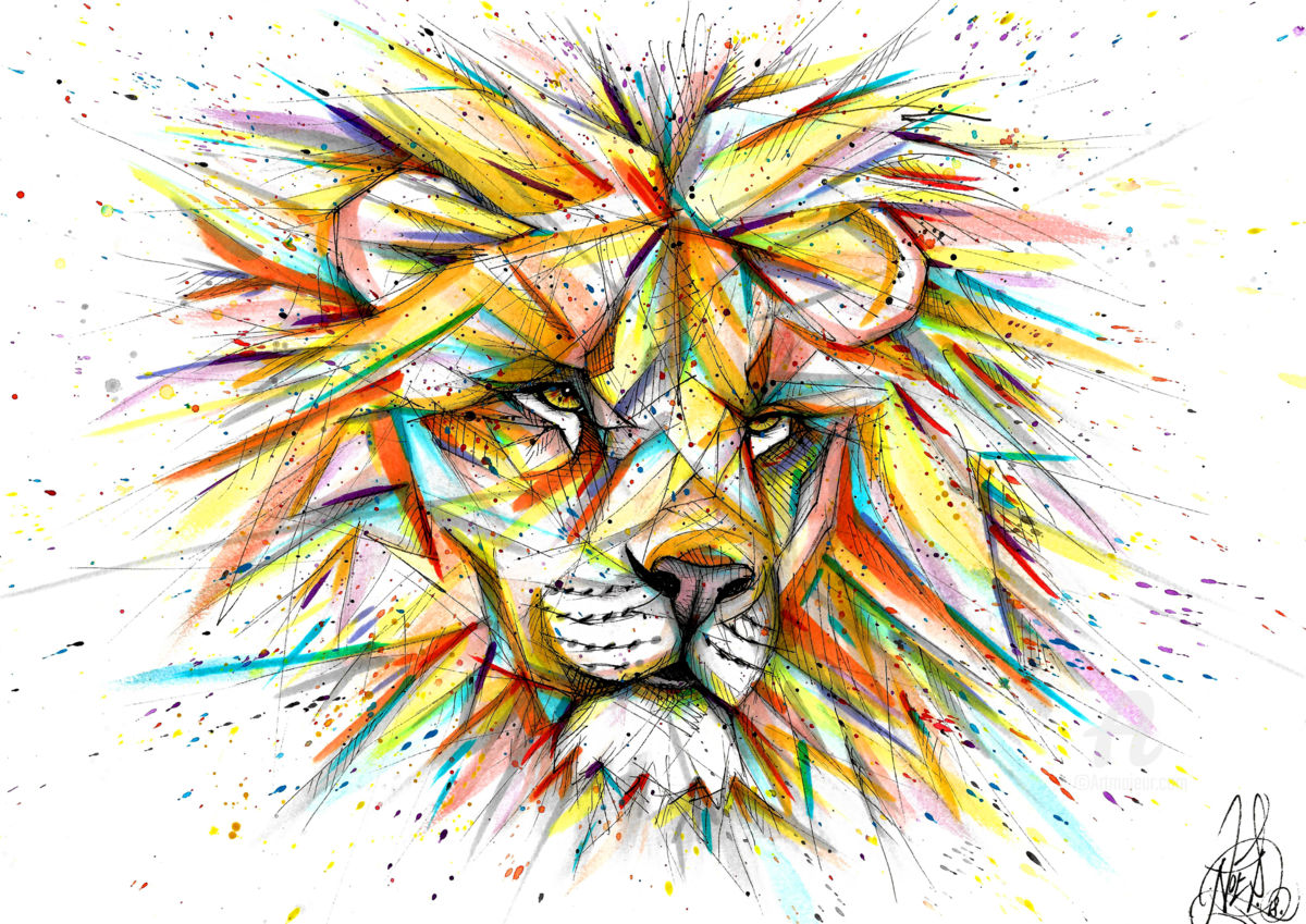 1200x849 Geometric Lion Drawing - Geometric Lion Drawing
