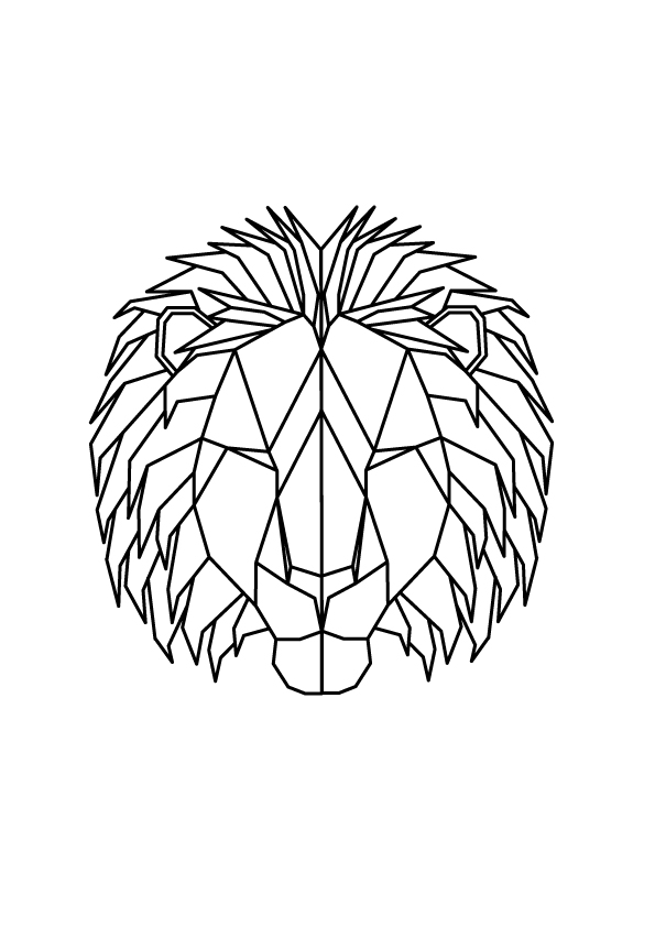 595x842 Geometric Lion Print Squareroot Design - Geometric Lion Drawing