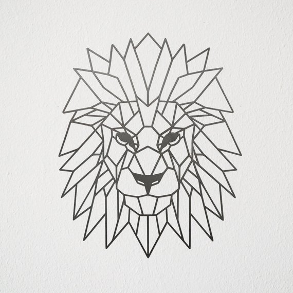 570x570 Items Similar To Geometric Lion Metal Art On Etsy - Geometric Lion Drawing