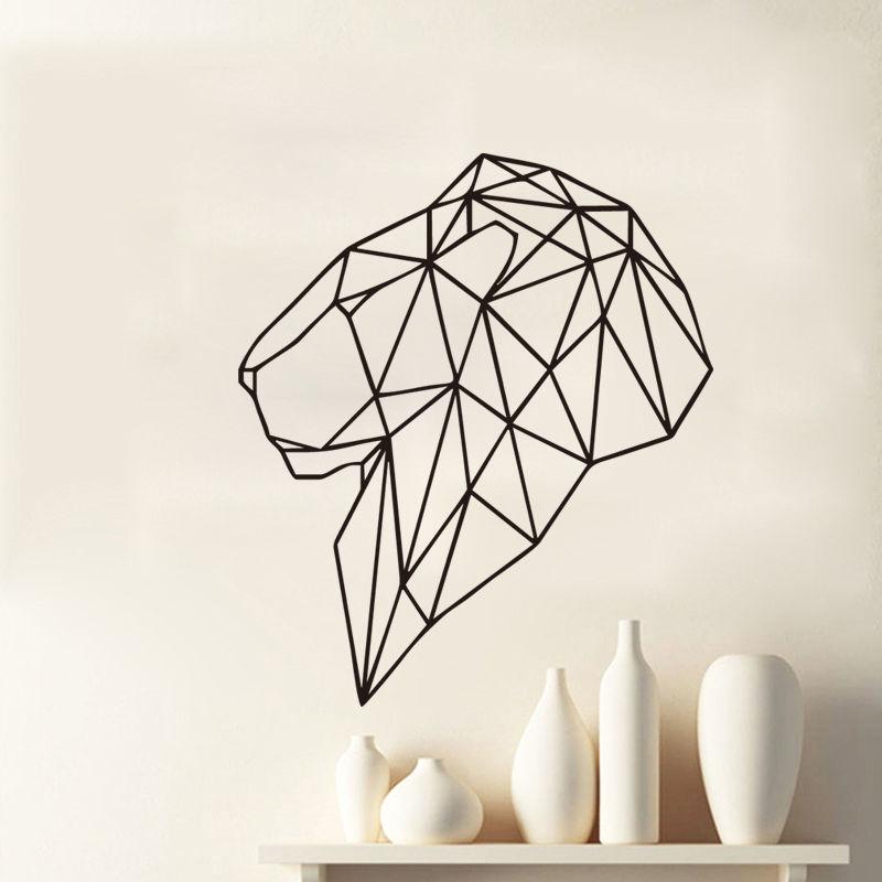 800x800 Removable Fashion Geometric Lion Head Wall Decal Cool Animals - Geometric Lion Drawing