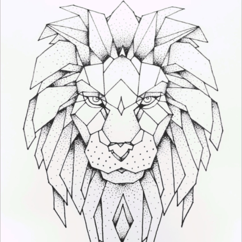 782x782 Slickwicki Geometric Lion's Head - Geometric Lion Drawing